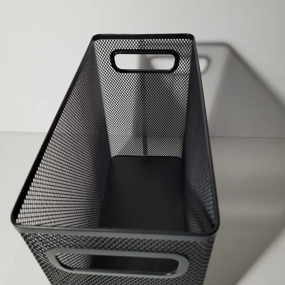 Black Metal Mesh Storage Basket with Handles - 10x12x6